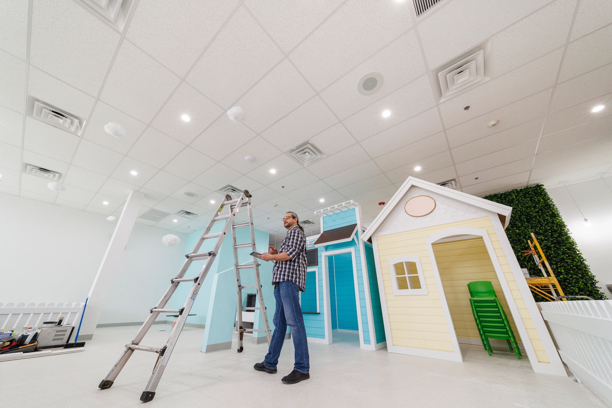 Handyman at work on commercial property improvement